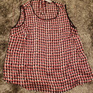 Kasper Printed Sleeveless Sheer Top